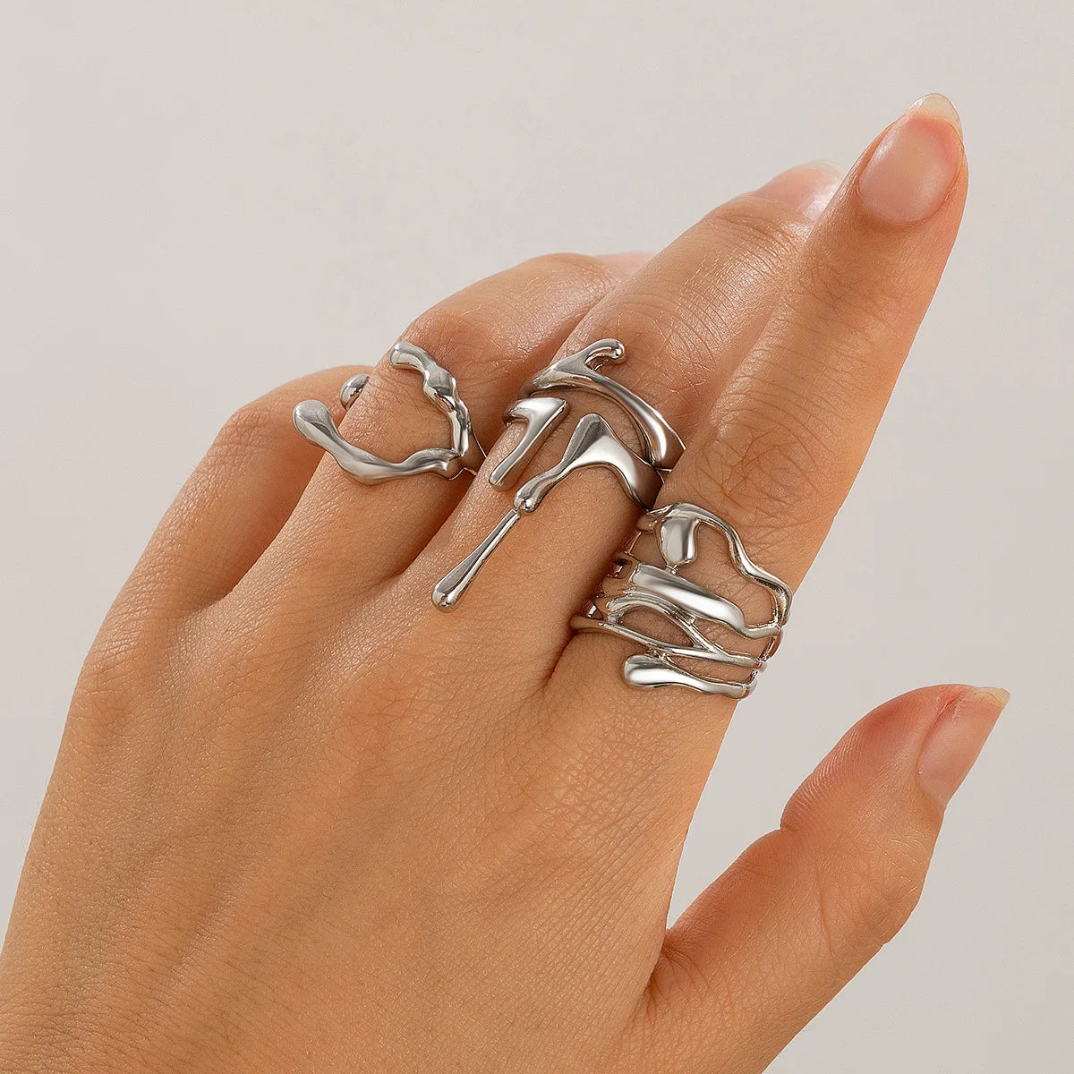 Staceys girl Geometric ring set